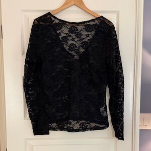NWT Abercrombie & Fitch Long-Sleeve Lace Slash Top